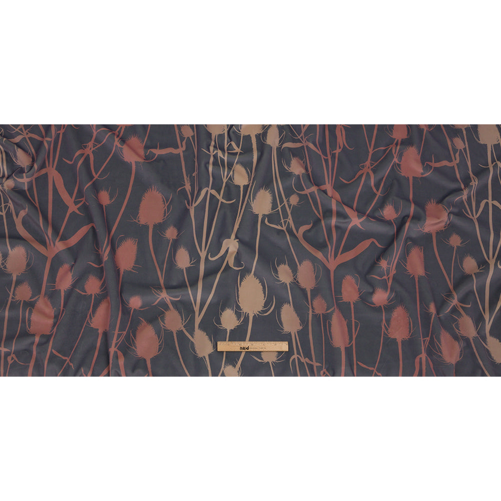 Printed Polyester Velvet - Shell Thistle Stems - British Imported Full Printed Polyester Velvet - Shell Thistle Stems - British Imported Full