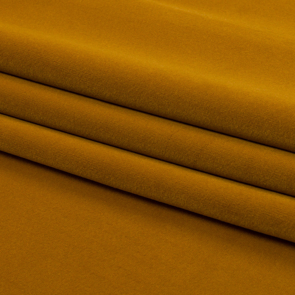 Lush Polyester Drapery Velvet - Ochre - British Imported Folded Lush Polyester Drapery Velvet - Ochre - British Imported Folded