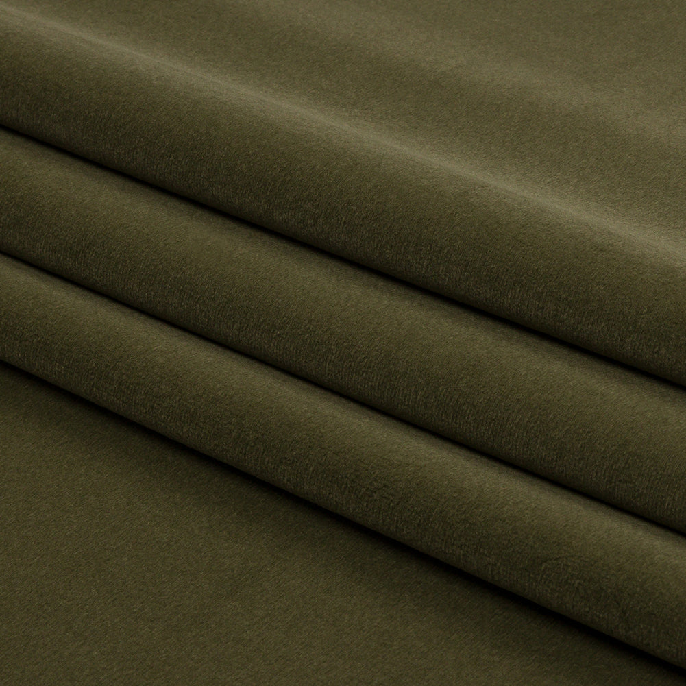 Lush Polyester Drapery Velvet - Olive - British Imported Folded Lush Polyester Drapery Velvet - Olive - British Imported Folded