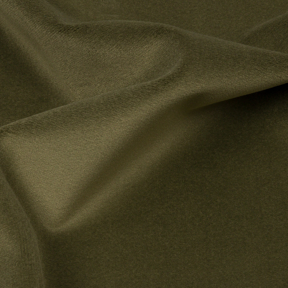 Lush Polyester Drapery Velvet - Olive - British Imported Detail Lush Polyester Drapery Velvet - Olive - British Imported Detail