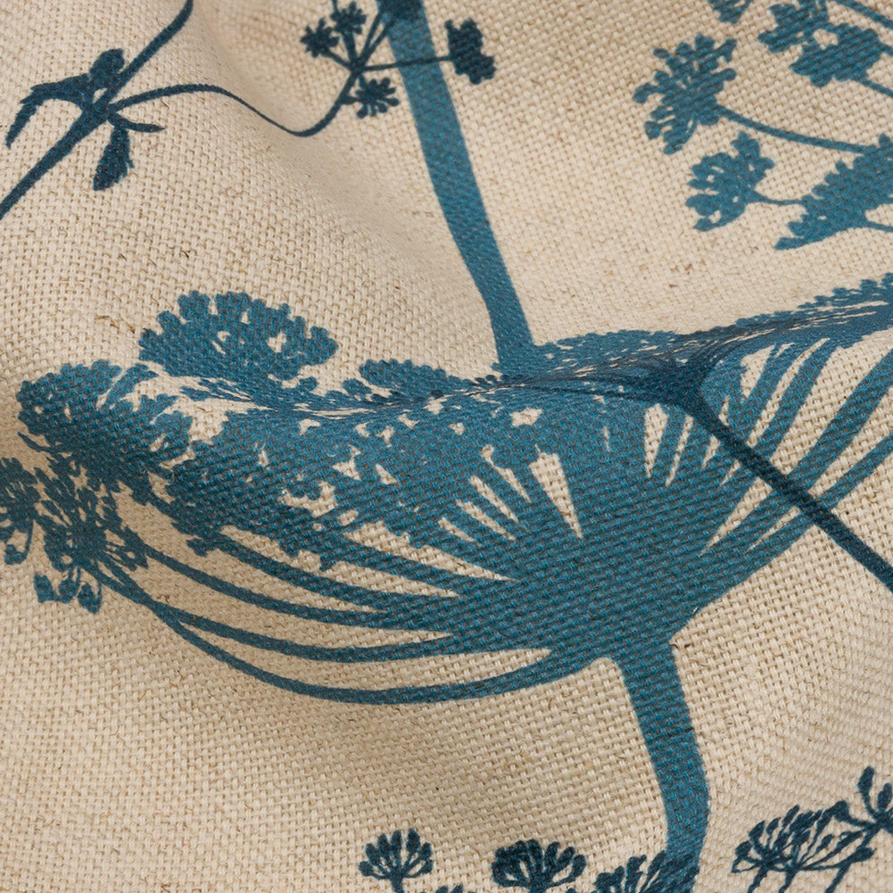 Cotton and Linen Canvas Print - Air Force Blue Chervil Silhouettes - British Imported Detail Cotton and Linen Canvas Print - Air Force Blue Chervil Silhouettes - British Imported Detail