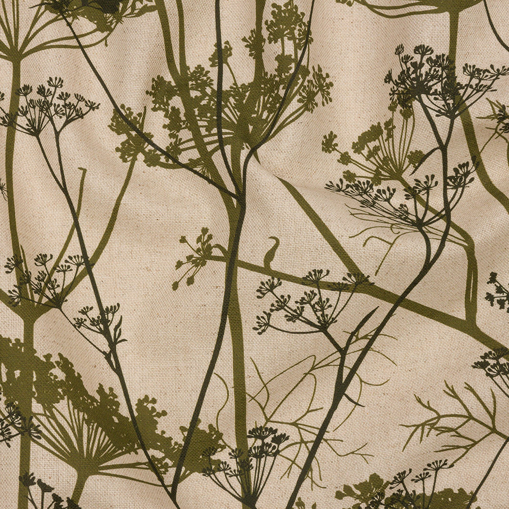 Cotton and Linen Canvas Print - Olive Chervil Silhouettes - British Imported Cotton and Linen Canvas Print - Olive Chervil Silhouettes - British Imported