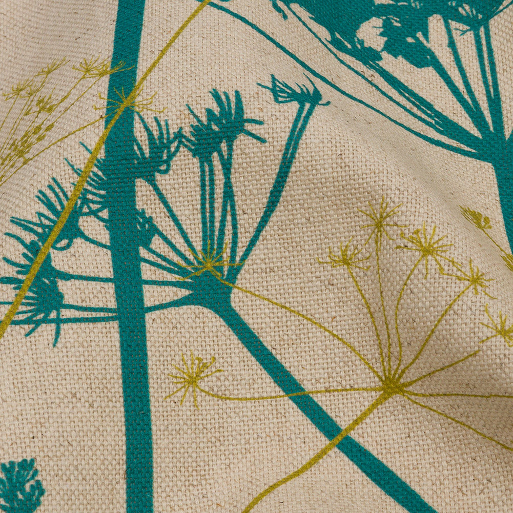 Cotton and Linen Canvas Print - Peacock Chervil Silhouettes - British Imported Detail Cotton and Linen Canvas Print - Peacock Chervil Silhouettes - British Imported Detail
