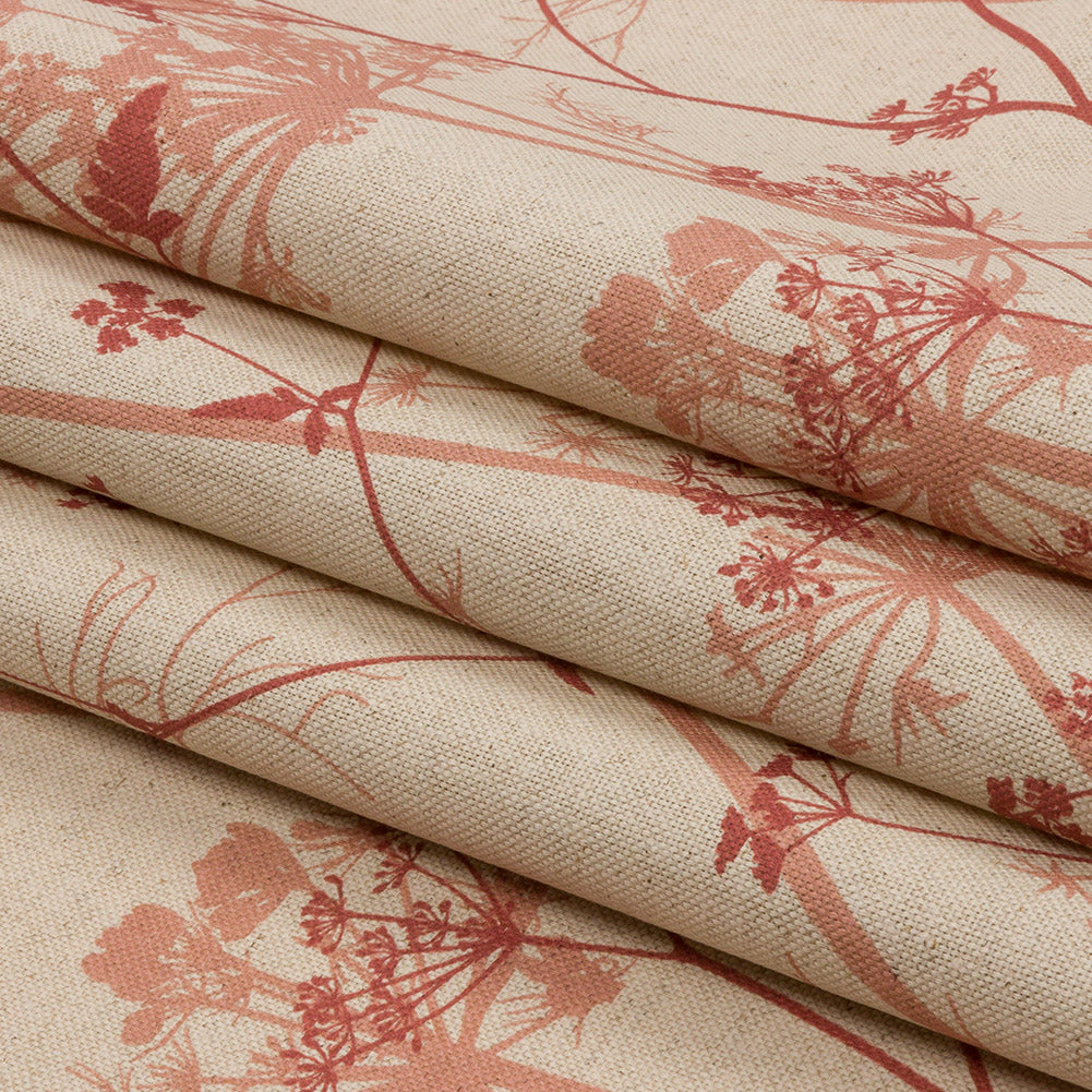 Cotton and Linen Canvas Print - Terracotta Chervil Silhouettes - British Imported Folded Cotton and Linen Canvas Print - Terracotta Chervil Silhouettes - British Imported Folded