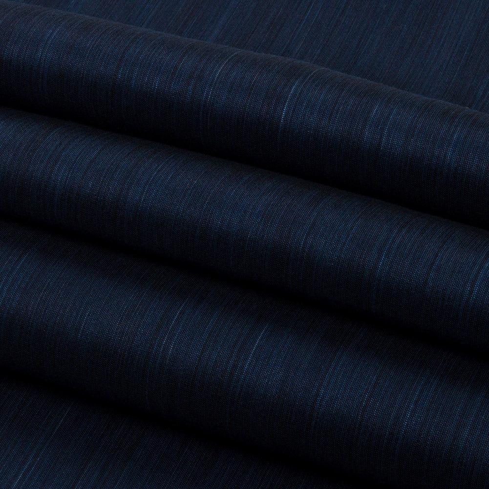 Recycled Polyester Bengaline - Navy Striations - British Imported Folded Recycled Polyester Bengaline - Navy Striations - British Imported Folded