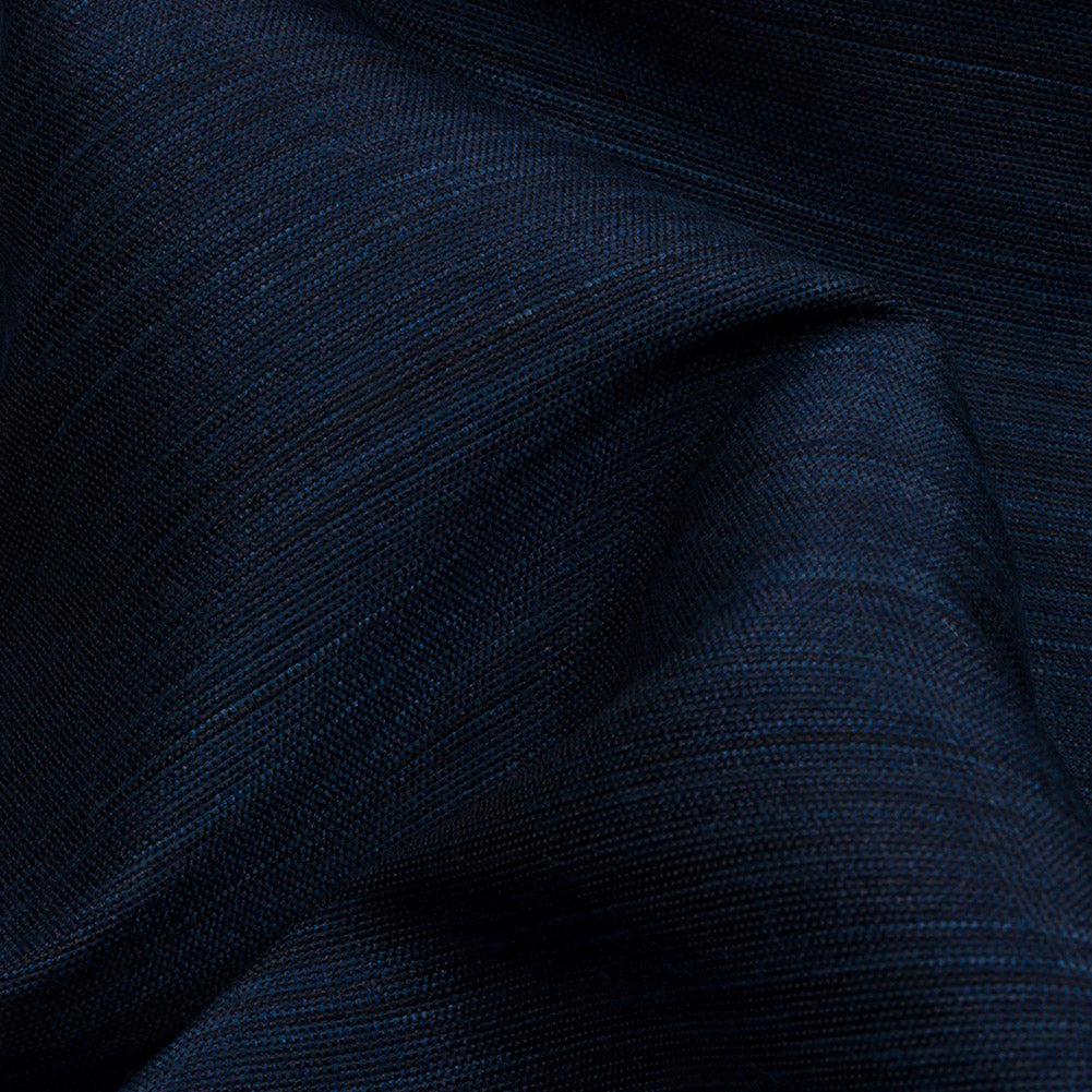 Recycled Polyester Bengaline - Navy Striations - British Imported Detail Recycled Polyester Bengaline - Navy Striations - British Imported Detail
