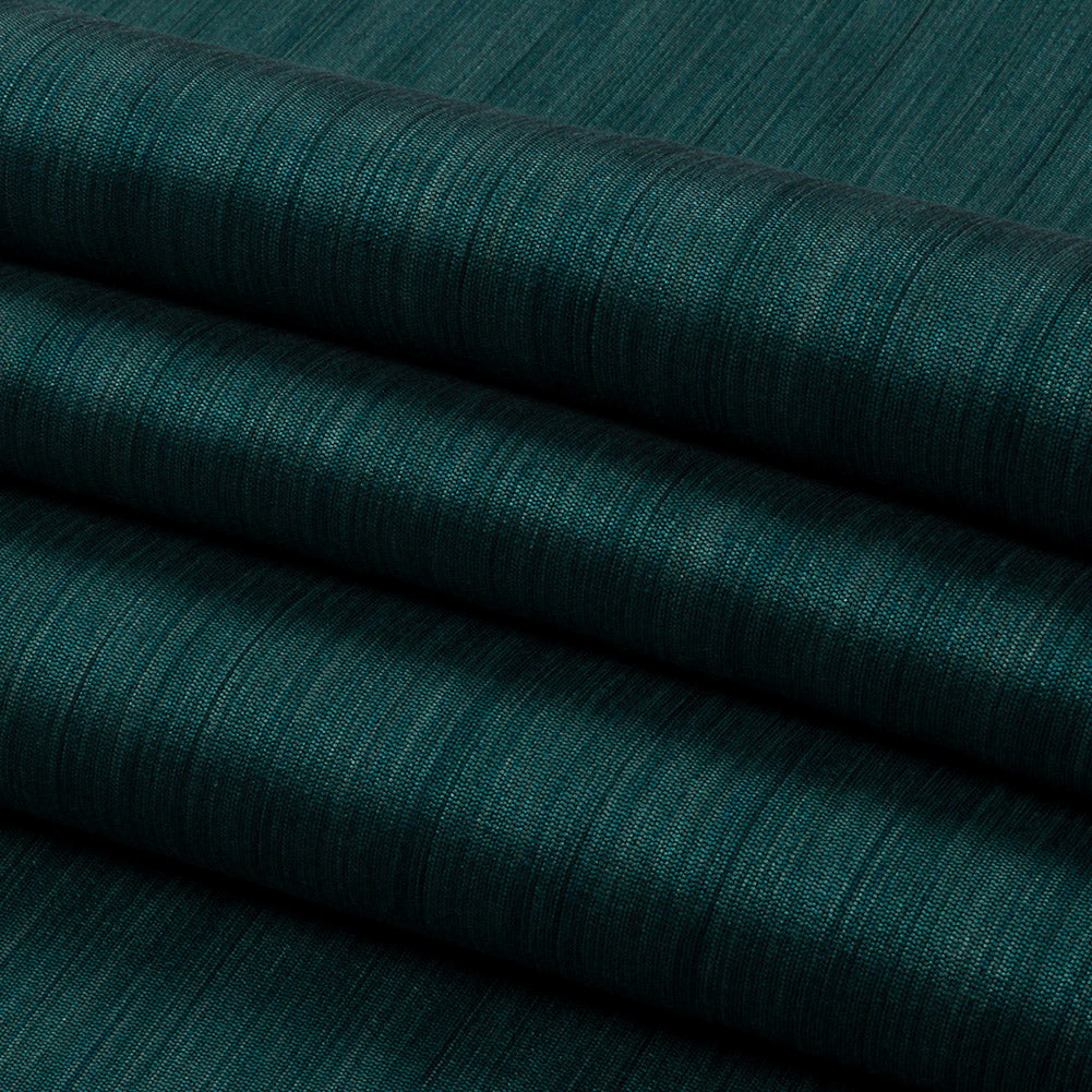 Recycled Polyester Bengaline - Teal Striations - British Imported Folded Recycled Polyester Bengaline - Teal Striations - British Imported Folded