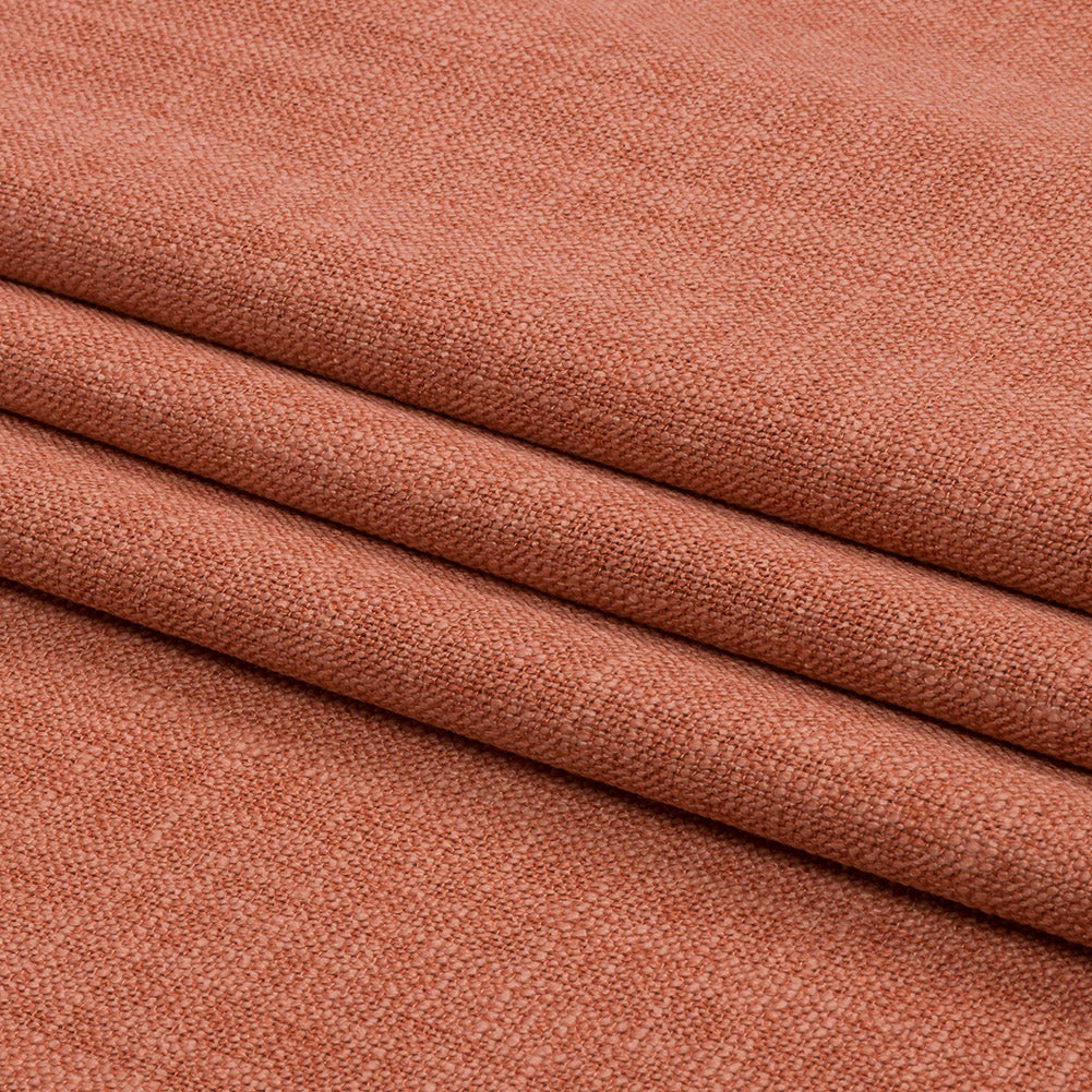 Soft Textured Recycled Polyester Drapery Woven - Coral - British Imported Folded Soft Textured Recycled Polyester Drapery Woven - Coral - British Imported Folded