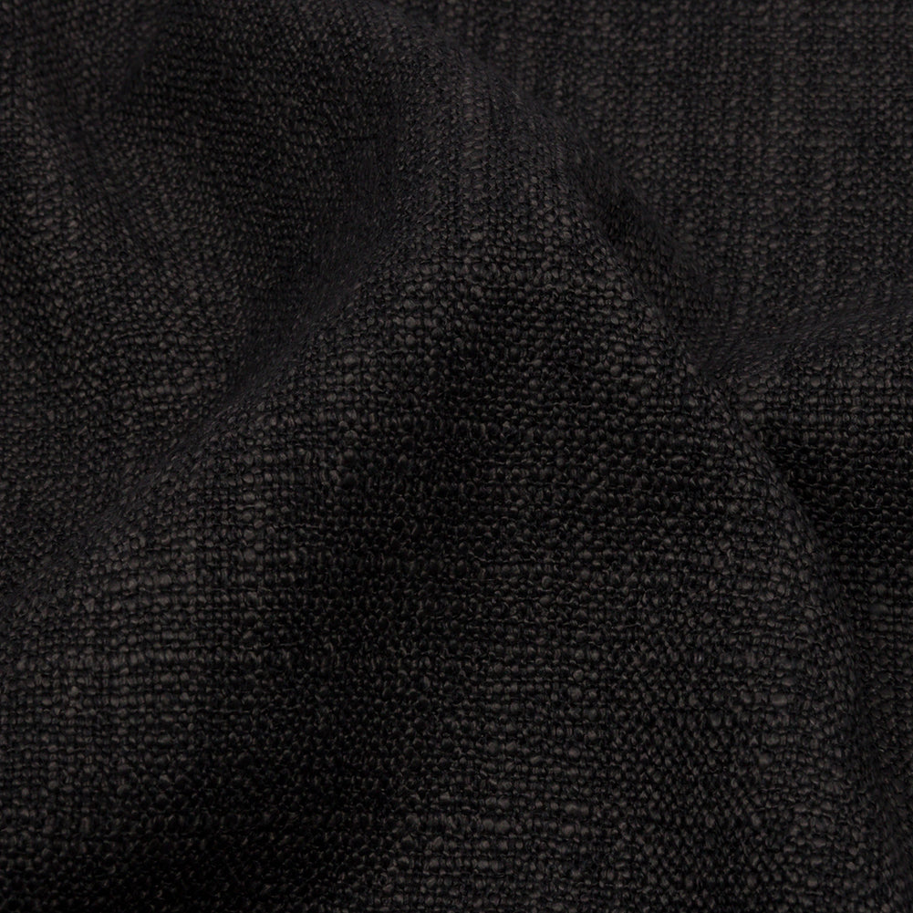 Soft Textured Recycled Polyester Drapery Woven - Onyx - British Imported Detail Soft Textured Recycled Polyester Drapery Woven - Onyx - British Imported Detail