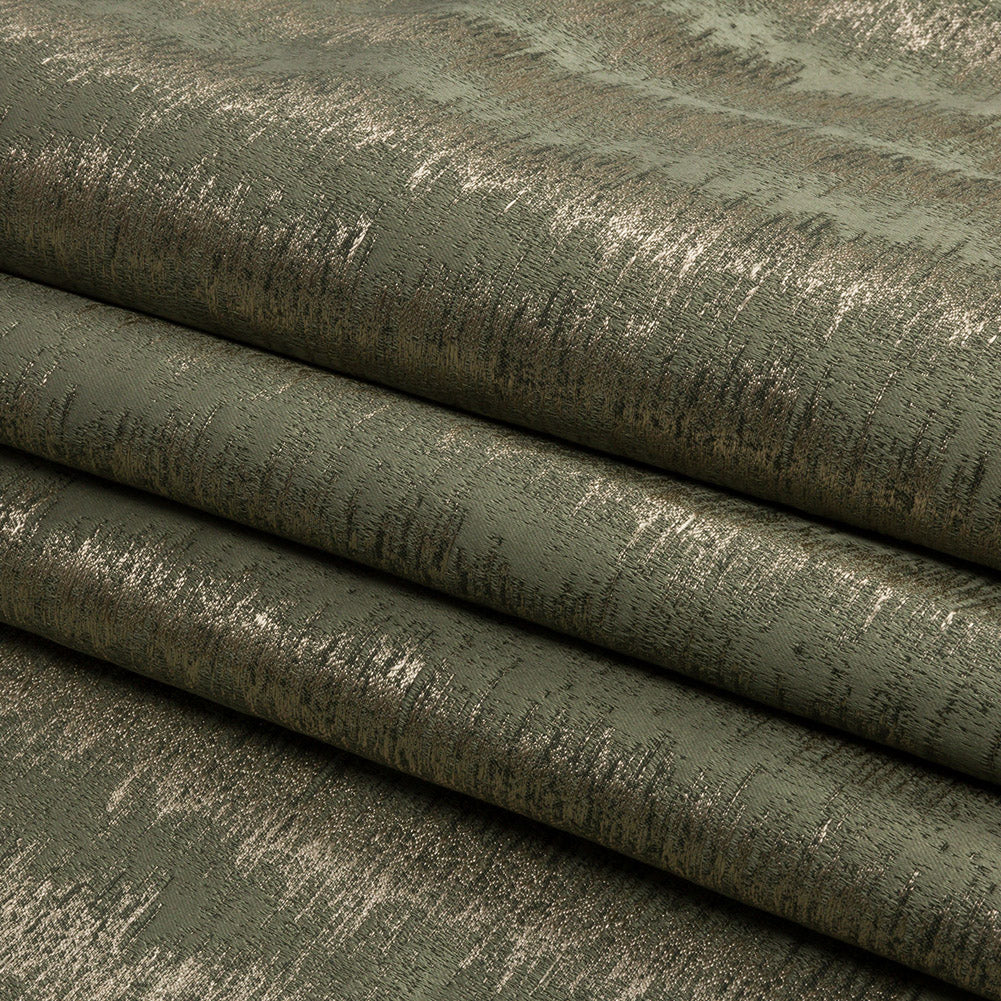 Satin-Faced Metallic Drapery Jacquard - Sage Ikat Stripes - British Imported Folded Satin-Faced Metallic Drapery Jacquard - Sage Ikat Stripes - British Imported Folded