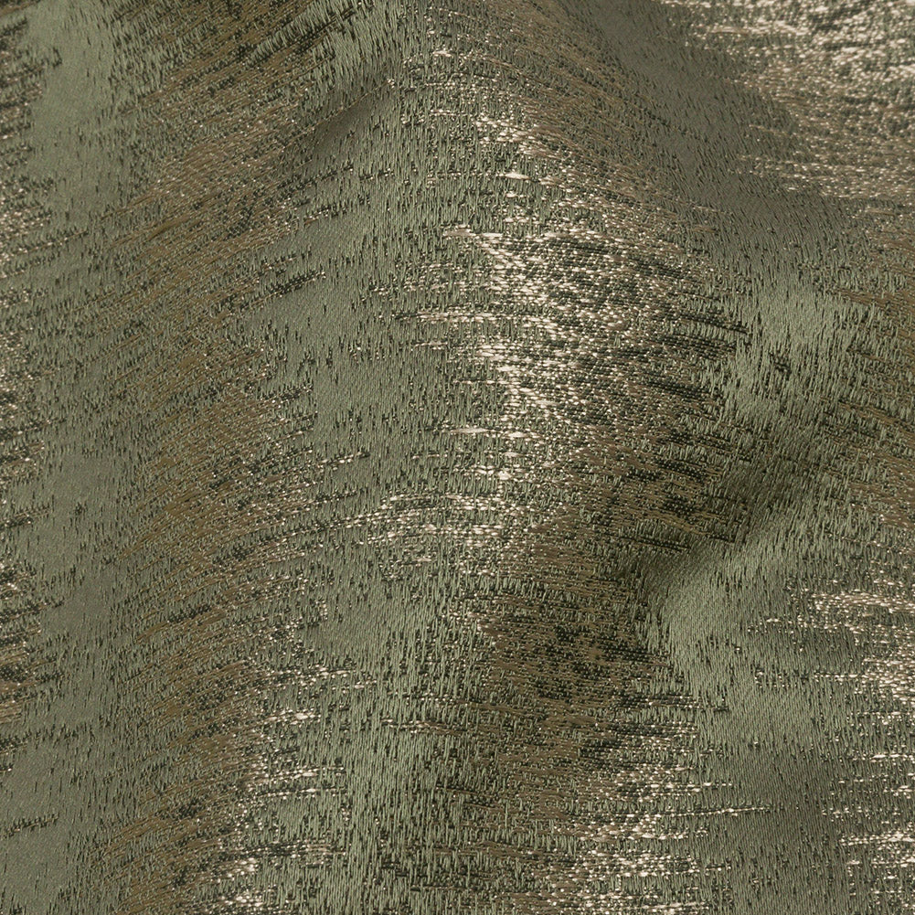 Satin-Faced Metallic Drapery Jacquard - Sage Ikat Stripes - British Imported Detail Satin-Faced Metallic Drapery Jacquard - Sage Ikat Stripes - British Imported Detail