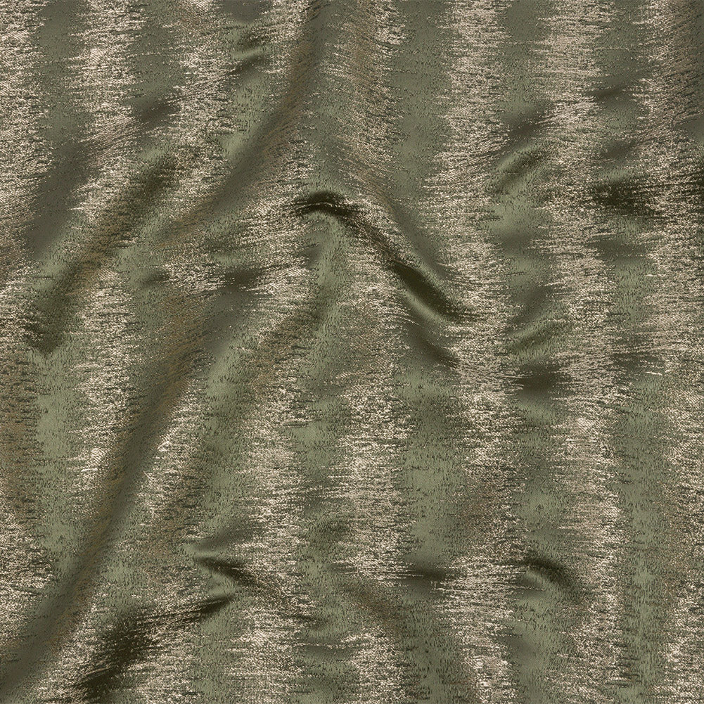 Satin-Faced Metallic Drapery Jacquard - Sage Ikat Stripes - British Imported Satin-Faced Metallic Drapery Jacquard - Sage Ikat Stripes - British Imported