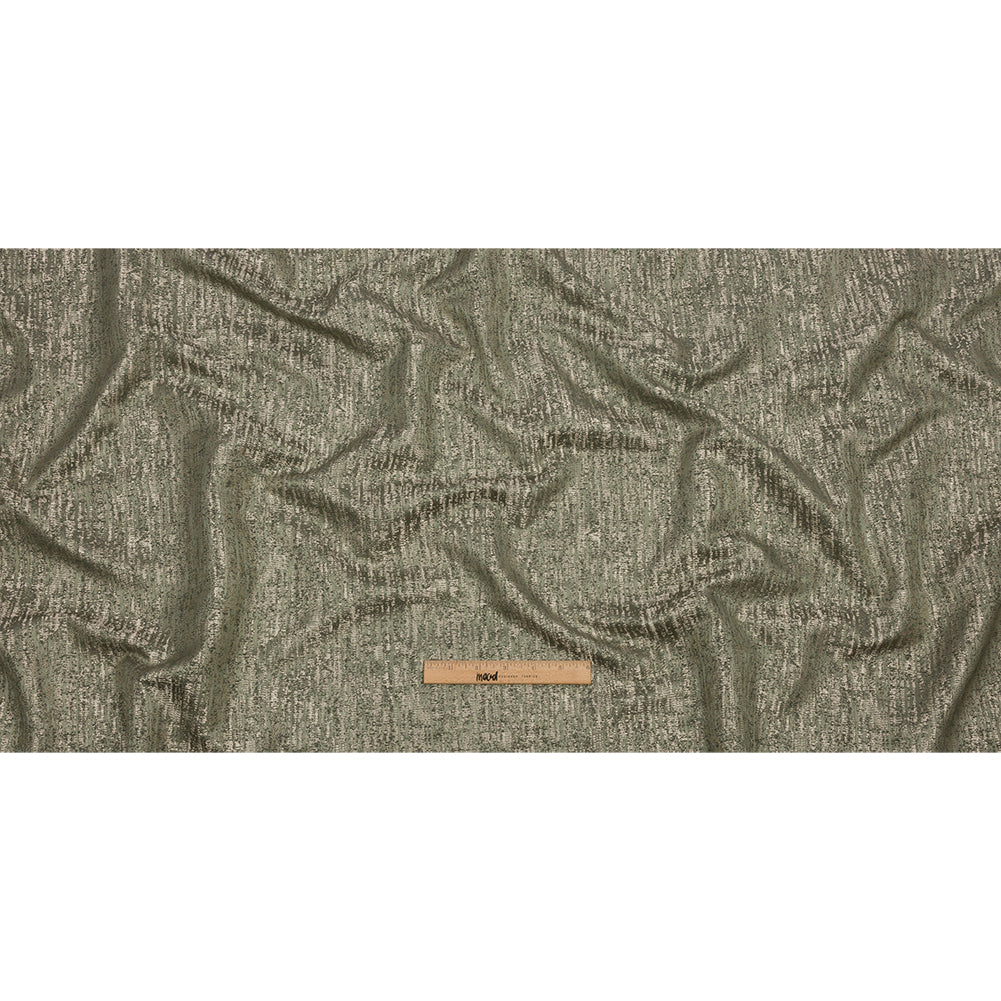 Metallic Satin-Faced Drapery Jacquard - Sage Distressed - British Imported Full Metallic Satin-Faced Drapery Jacquard - Sage Distressed - British Imported Full