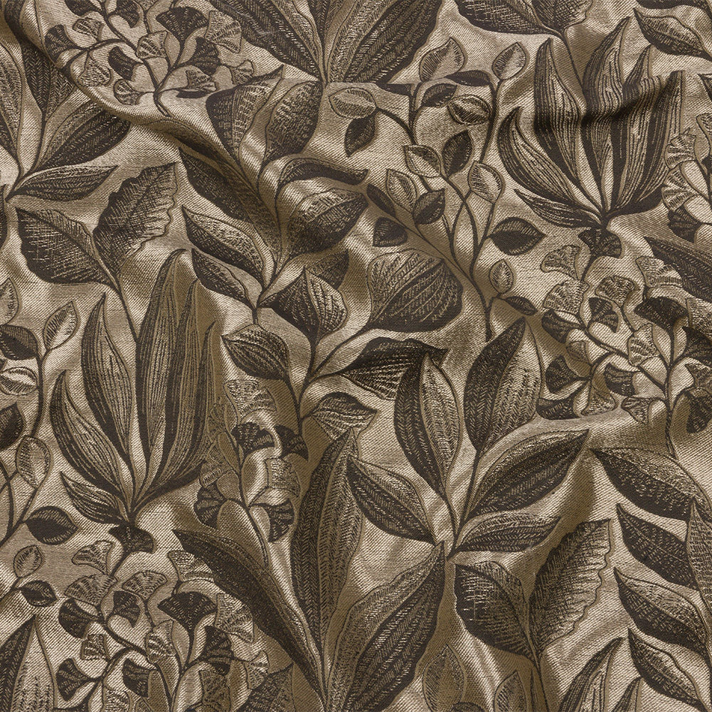 Metallic Drapery Jacquard - Truffle Lucent Leaves - British Imported Metallic Drapery Jacquard - Truffle Lucent Leaves - British Imported