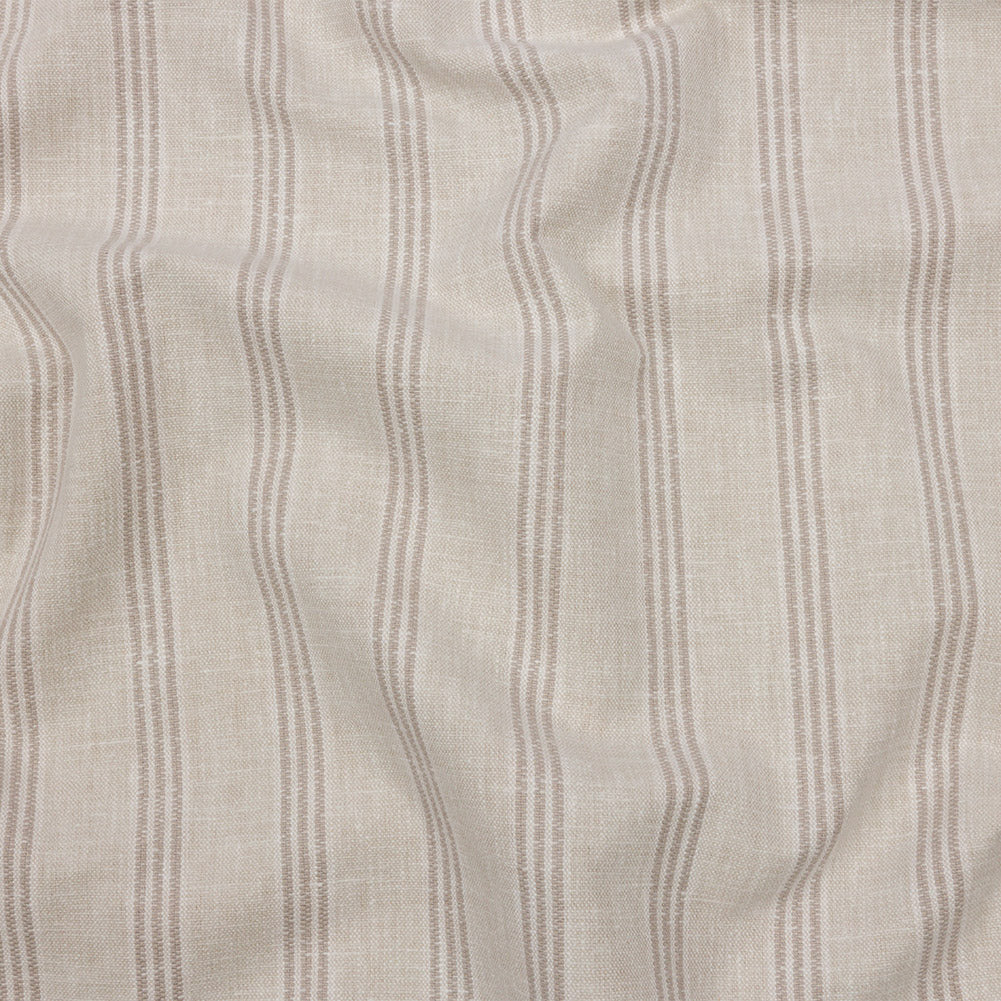 Slubbed Cotton and Polyester Woven - Linen Striped - British Imported Slubbed Cotton and Polyester Woven - Linen Striped - British Imported