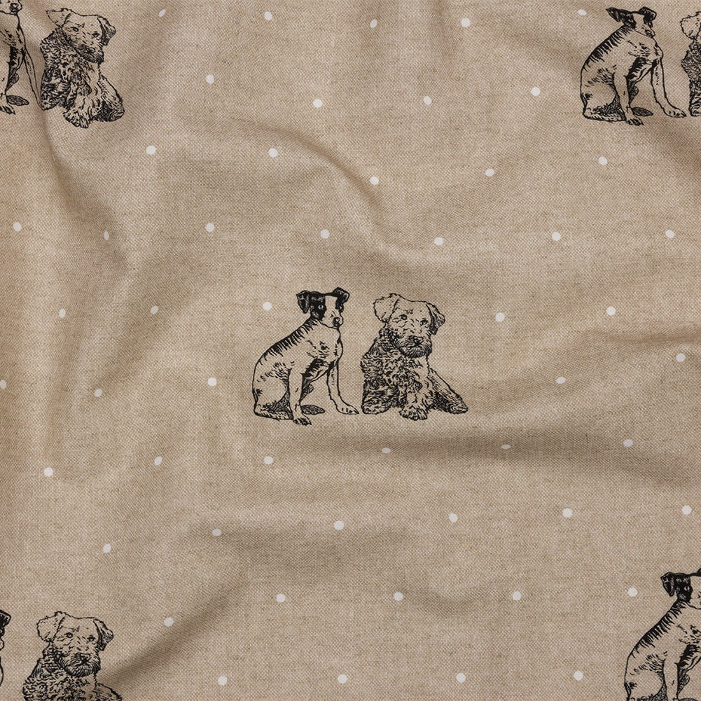 Cotton Canvas Print - Linen Terriers and Polka Dots - British Imported Cotton Canvas Print - Linen Terriers and Polka Dots - British Imported