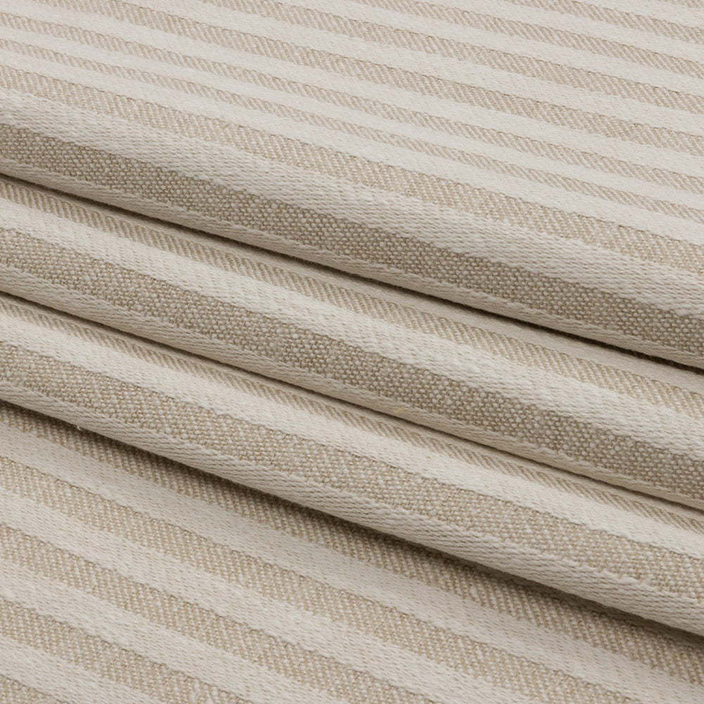Cotton and Polyester Woven - Linen - Raised Stripes - British Imported Folded Cotton and Polyester Woven - Linen - Raised Stripes - British Imported Folded