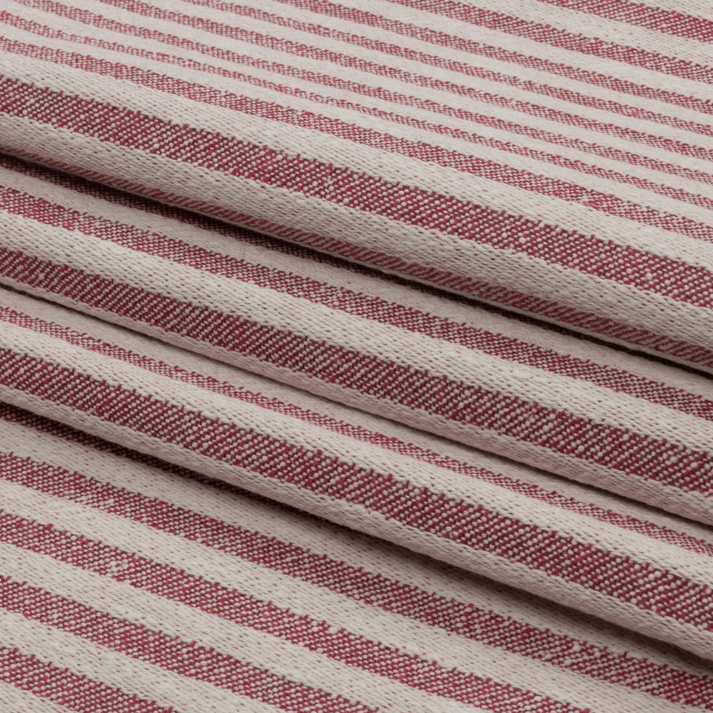 Cotton and Polyester Woven - Raspberry - Raised Stripes - British Imported Folded Cotton and Polyester Woven - Raspberry - Raised Stripes - British Imported Folded
