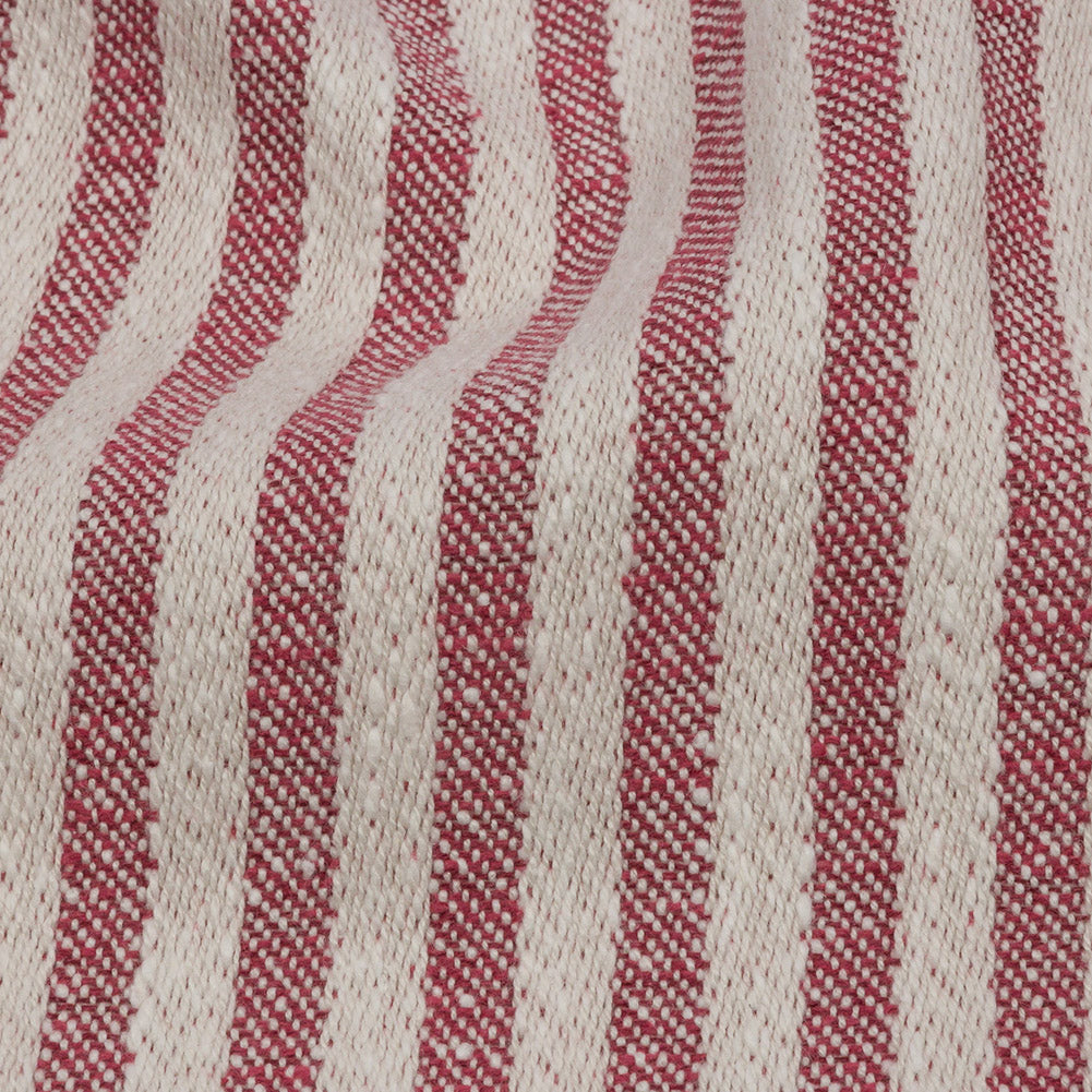 Cotton and Polyester Woven - Raspberry - Raised Stripes - British Imported Detail Cotton and Polyester Woven - Raspberry - Raised Stripes - British Imported Detail