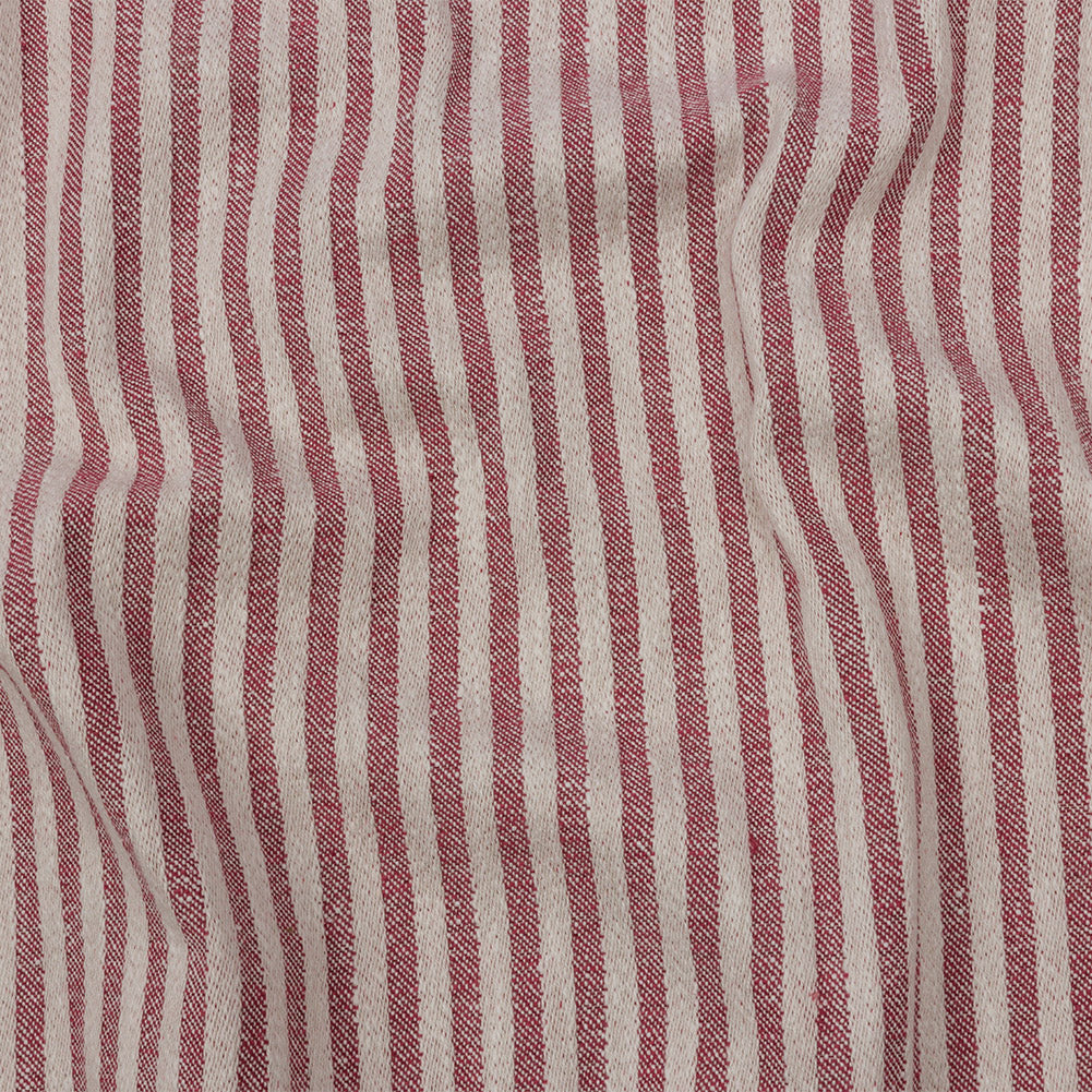 Cotton and Polyester Woven - Raspberry - Raised Stripes - British Imported Cotton and Polyester Woven - Raspberry - Raised Stripes - British Imported