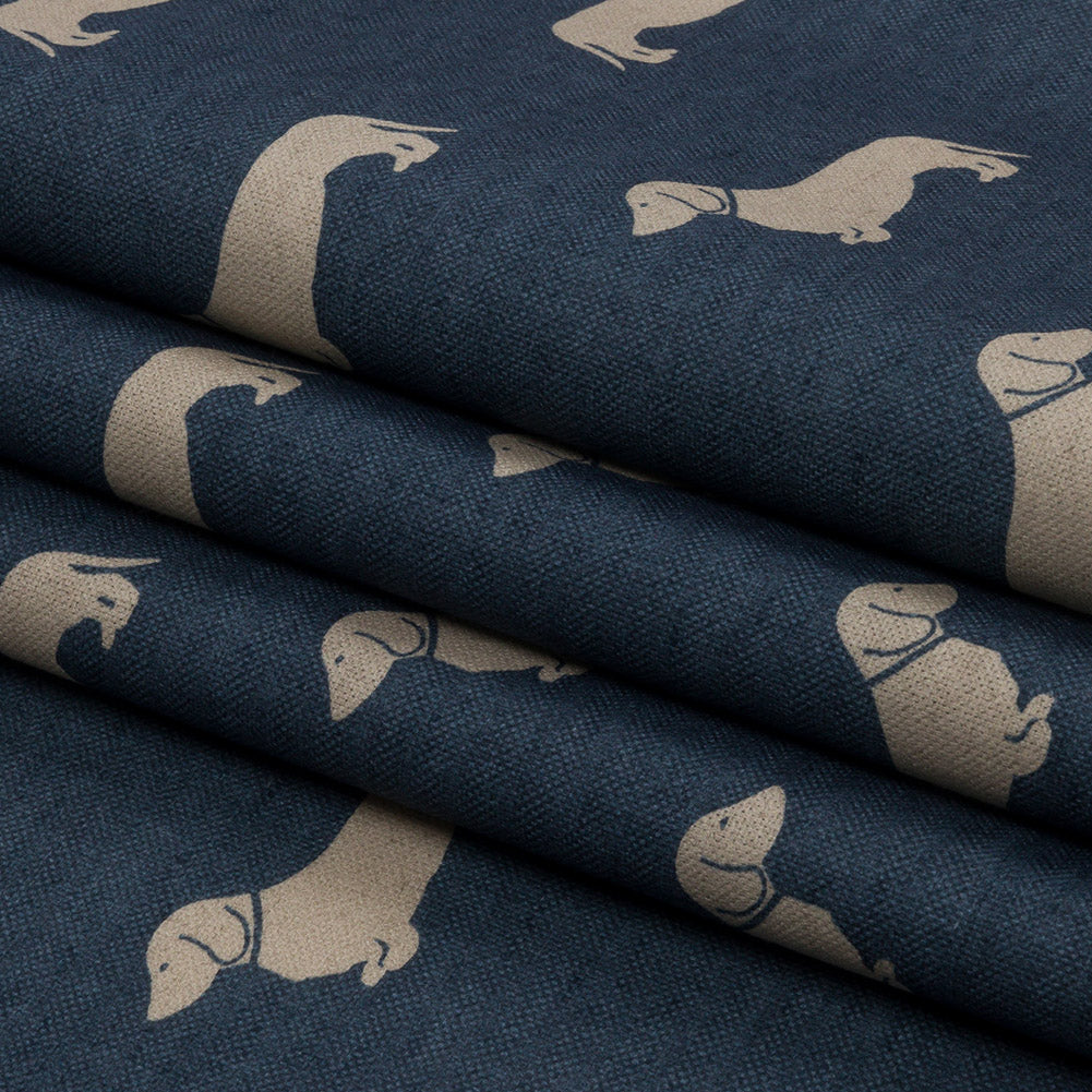 Cotton Canvas Print - Indigo Dachshunds - British Imported Folded Cotton Canvas Print - Indigo Dachshunds - British Imported Folded