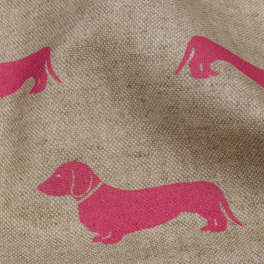 Cotton Canvas Print - Raspberry Dachshunds - British Imported Detail Cotton Canvas Print - Raspberry Dachshunds - British Imported Detail