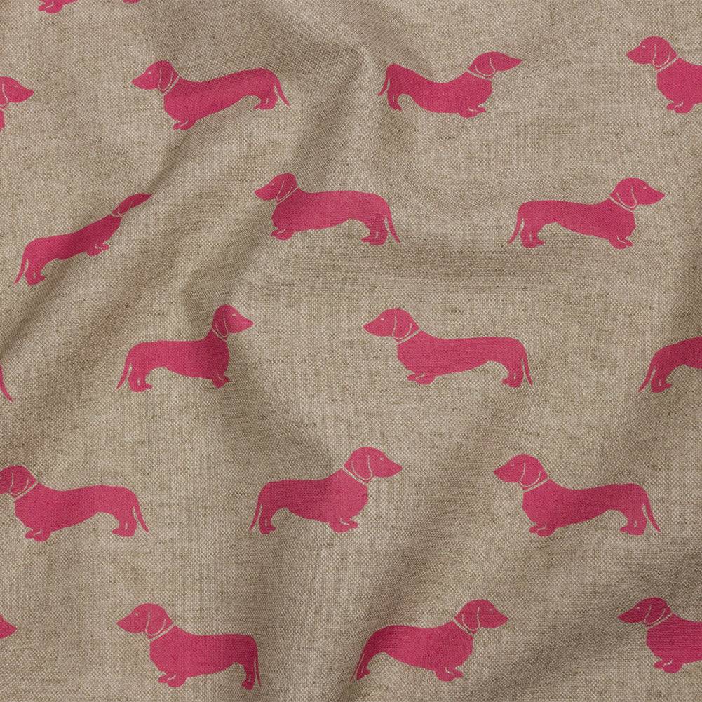 Cotton Canvas Print - Raspberry Dachshunds - British Imported Cotton Canvas Print - Raspberry Dachshunds - British Imported