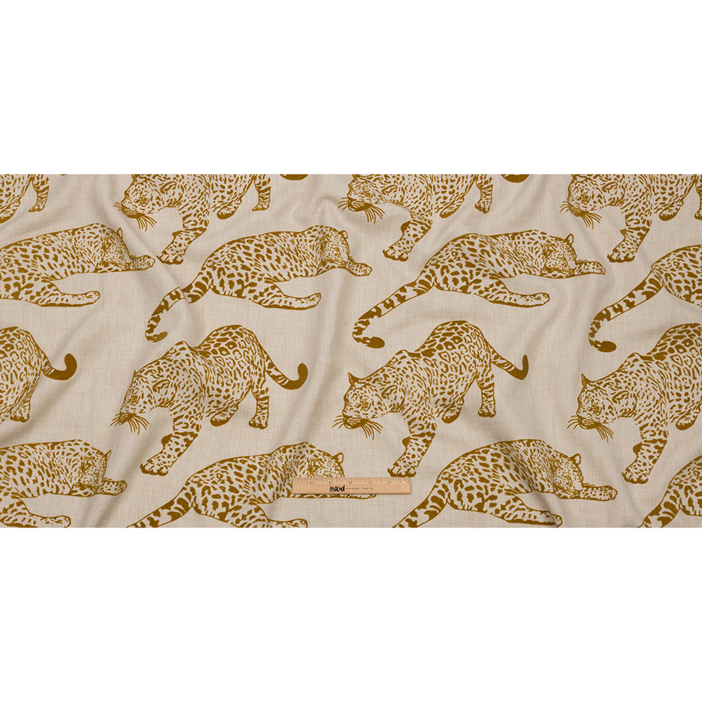 Flocked Polyester Drapery Woven - Sand Jaguars - British Imported Full Flocked Polyester Drapery Woven - Sand Jaguars - British Imported Full