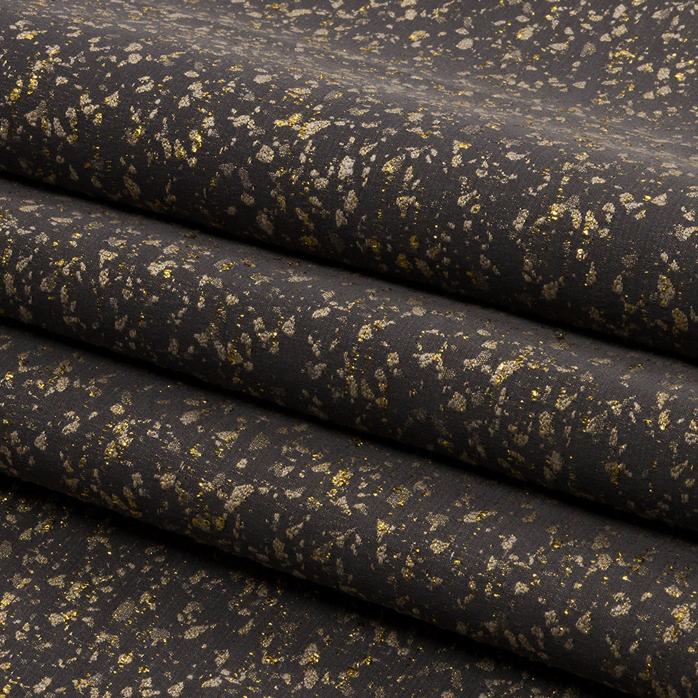 Metallic Drapery Jacquard - Ebony Speckled - British Imported Folded Metallic Drapery Jacquard - Ebony Speckled - British Imported Folded