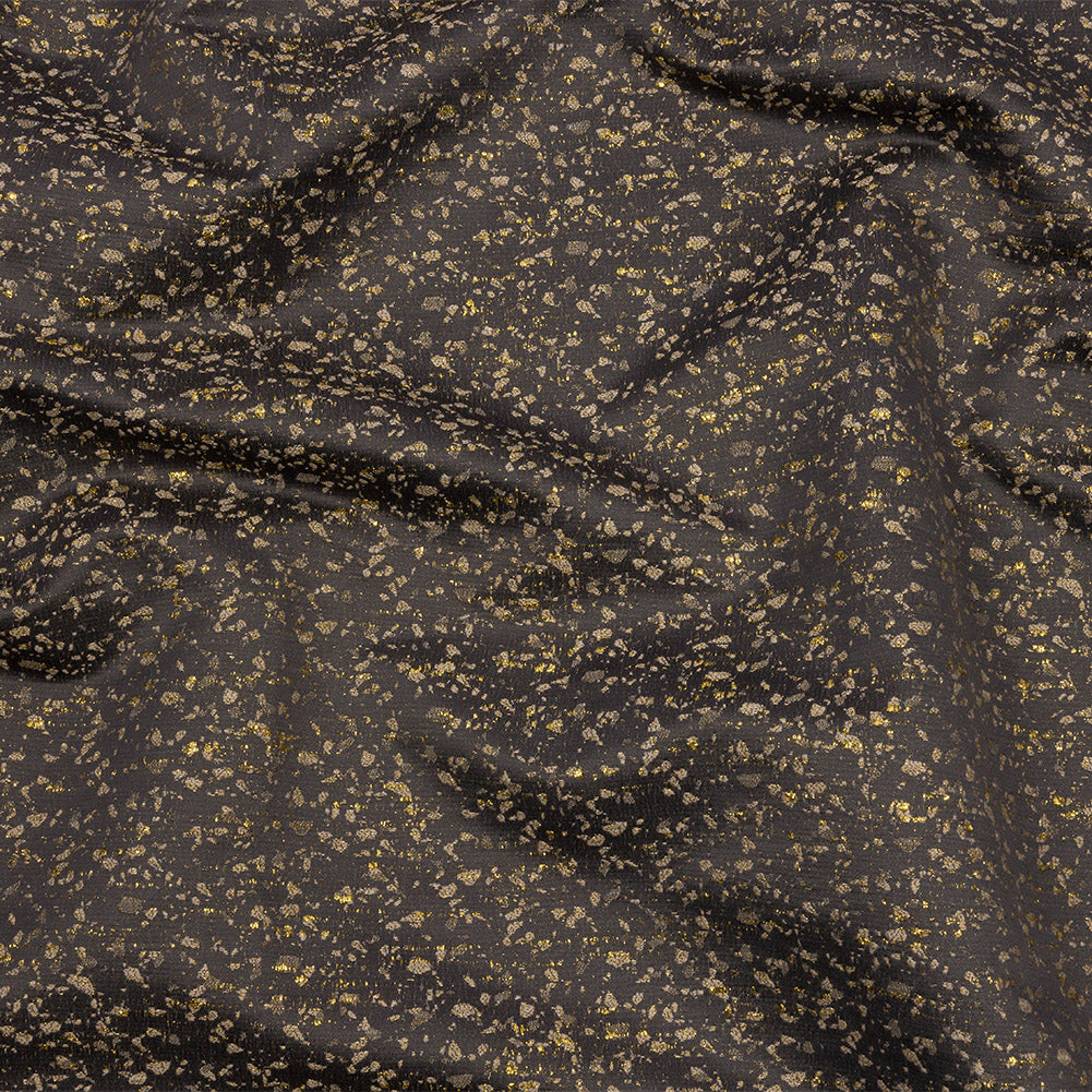 Metallic Drapery Jacquard - Ebony Speckled - British Imported Metallic Drapery Jacquard - Ebony Speckled - British Imported