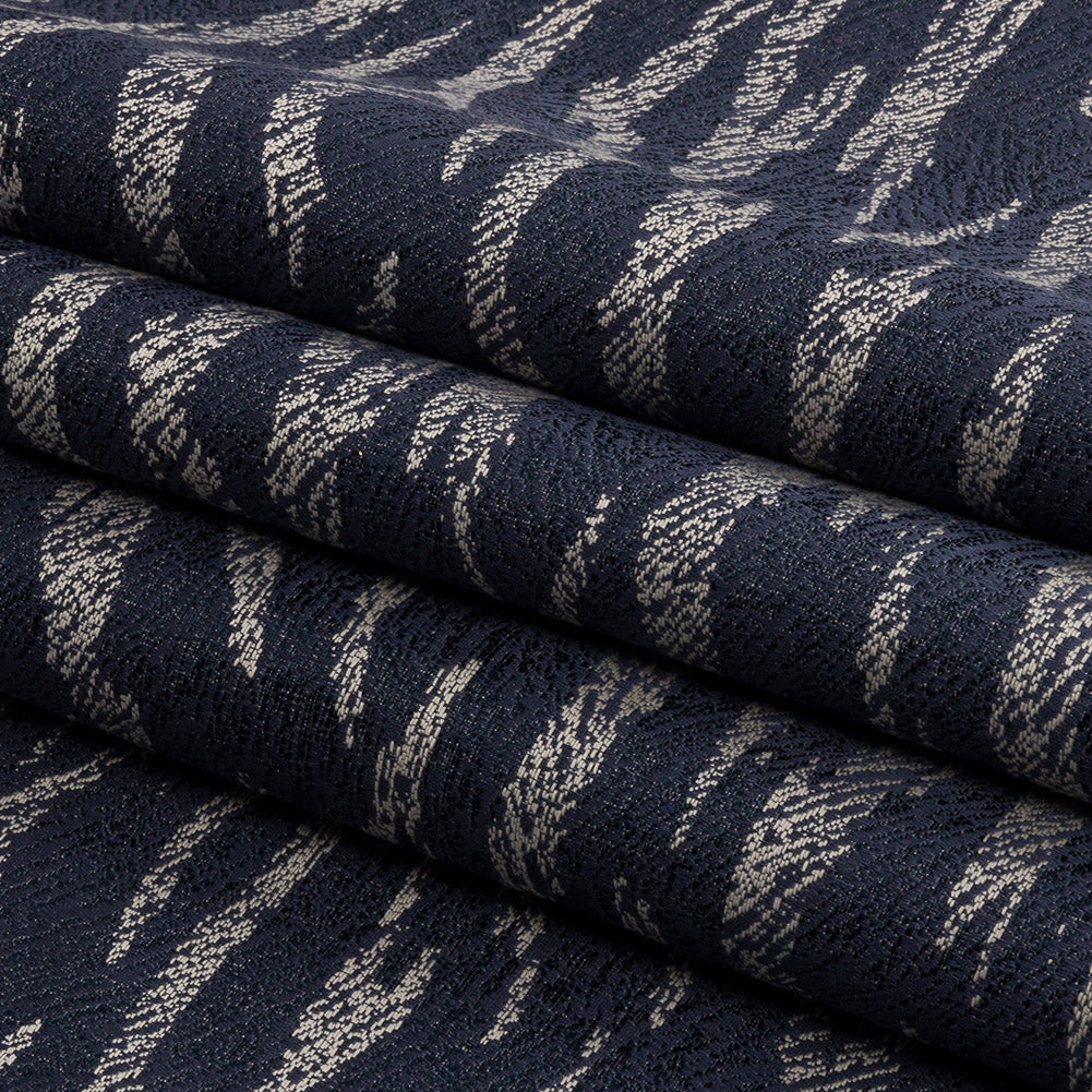 Drapery Jacquard - Midnight Tiger Stripes - British Imported Folded Drapery Jacquard - Midnight Tiger Stripes - British Imported Folded
