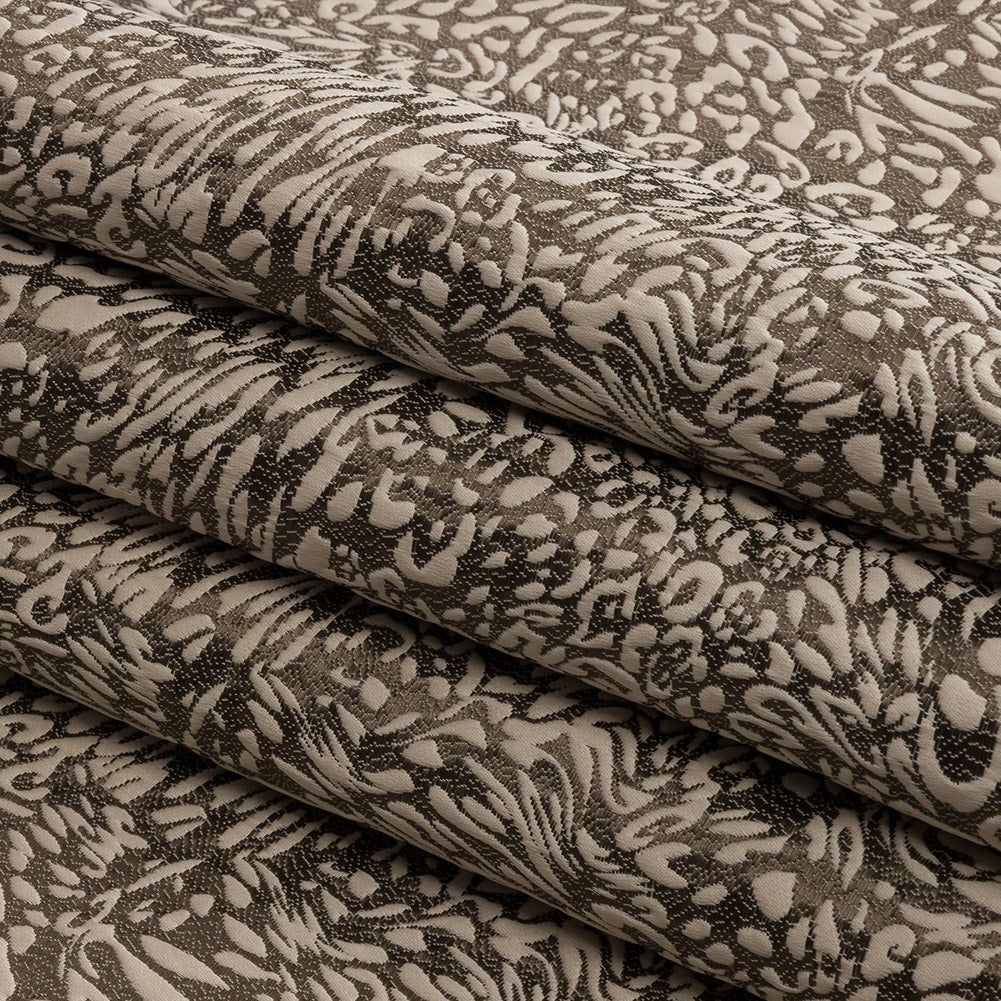 Drapery Jacquard - Truffle Running Leopard - British Imported Folded Drapery Jacquard - Truffle Running Leopard - British Imported Folded