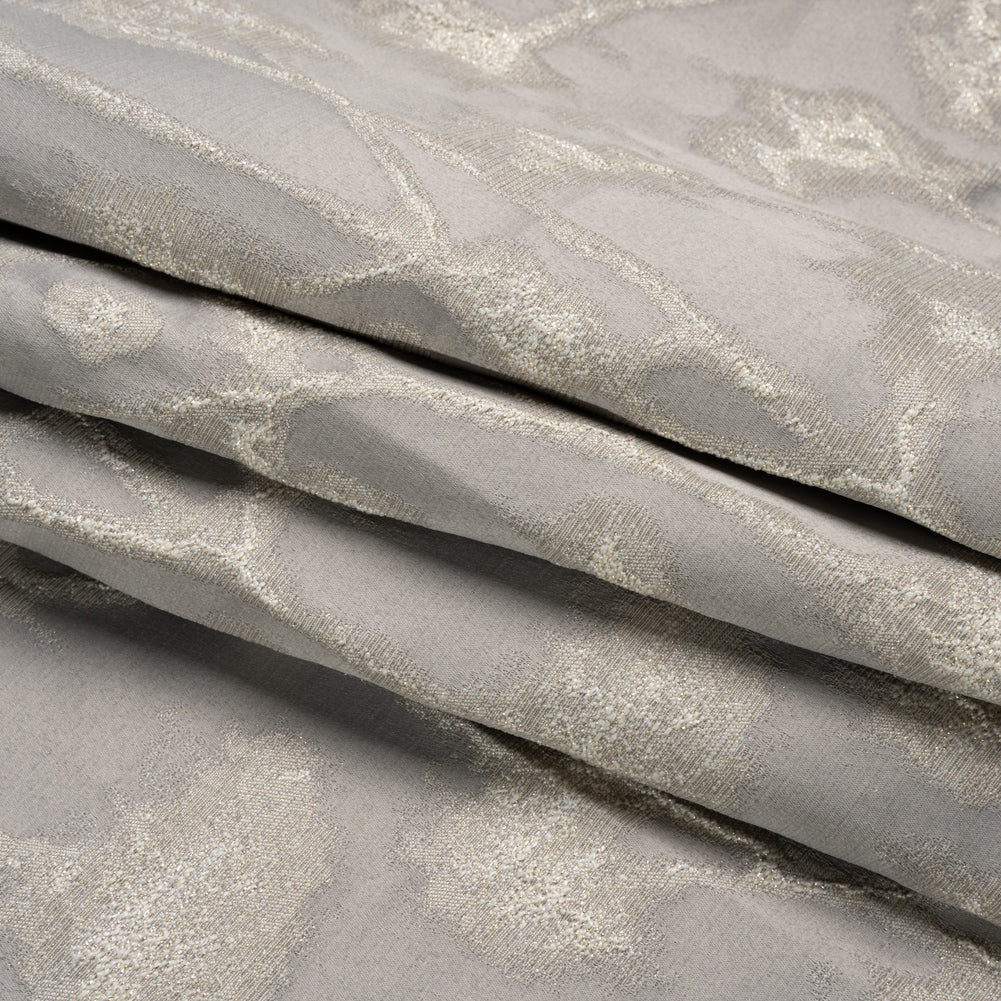 Metallic Drapery Jacquard - Dove Blurred Branches - British Imported Folded Metallic Drapery Jacquard - Dove Blurred Branches - British Imported Folded