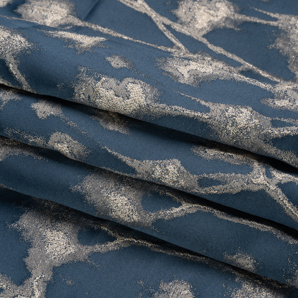 Metallic Drapery Jacquard - Ink Blurred Branches - British Imported Folded Metallic Drapery Jacquard - Ink Blurred Branches - British Imported Folded