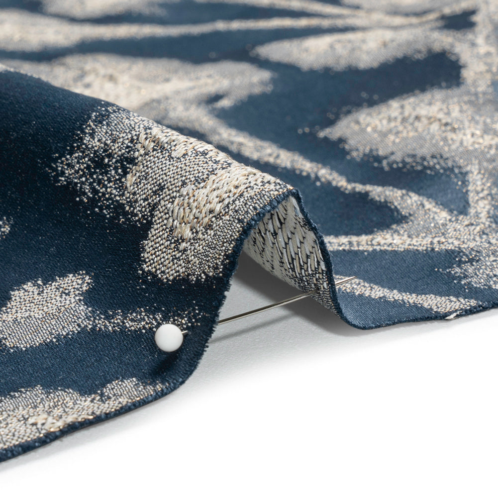 Metallic Drapery Jacquard - Ink Blurred Branches - British Imported Detail Metallic Drapery Jacquard - Ink Blurred Branches - British Imported Detail