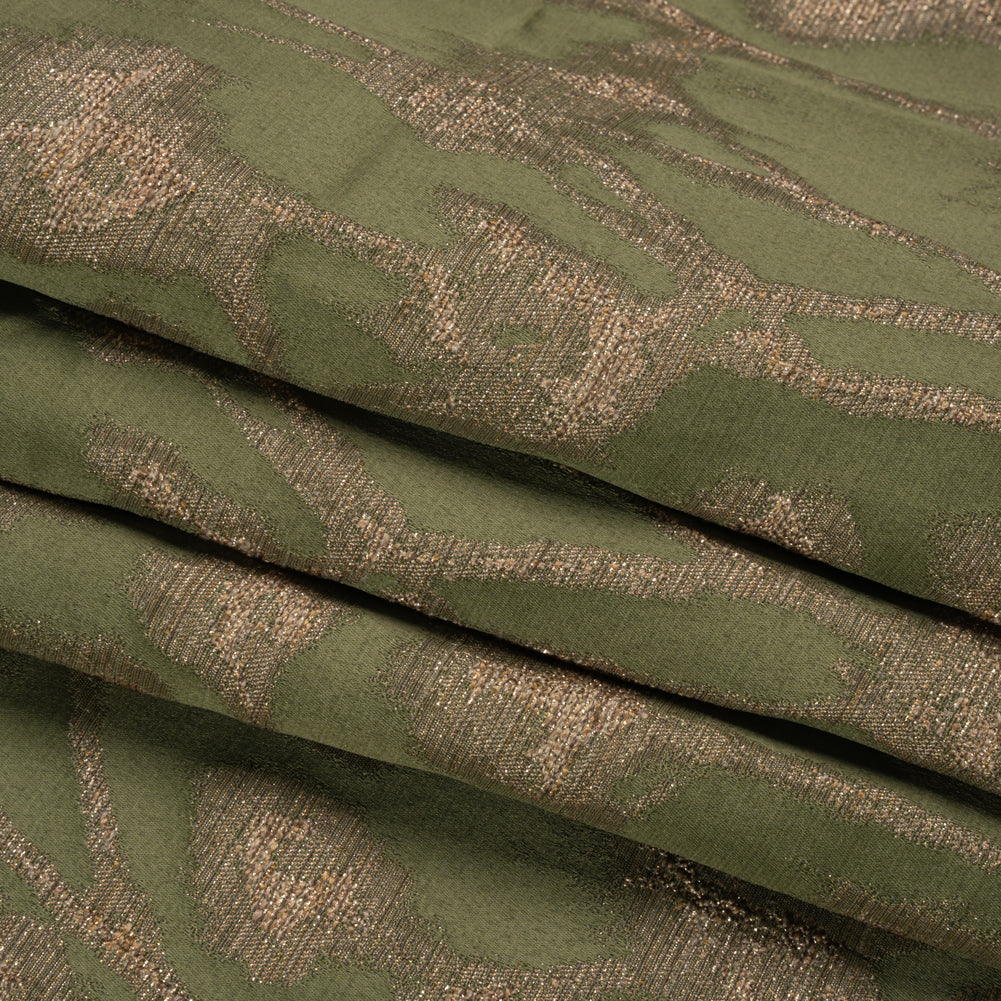 Metallic Drapery Jacquard - Olive Blurred Branches - British Imported Folded Metallic Drapery Jacquard - Olive Blurred Branches - British Imported Folded
