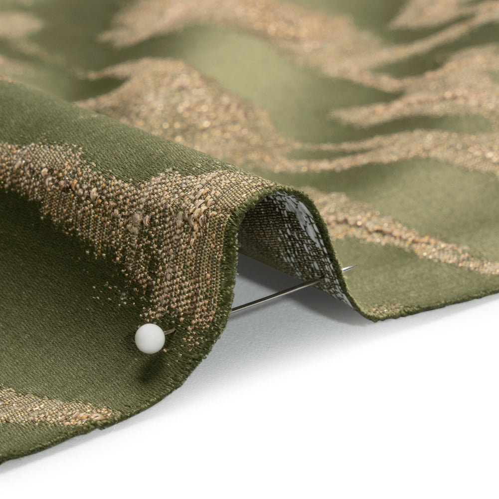 Metallic Drapery Jacquard - Olive Blurred Branches - British Imported Detail Metallic Drapery Jacquard - Olive Blurred Branches - British Imported Detail