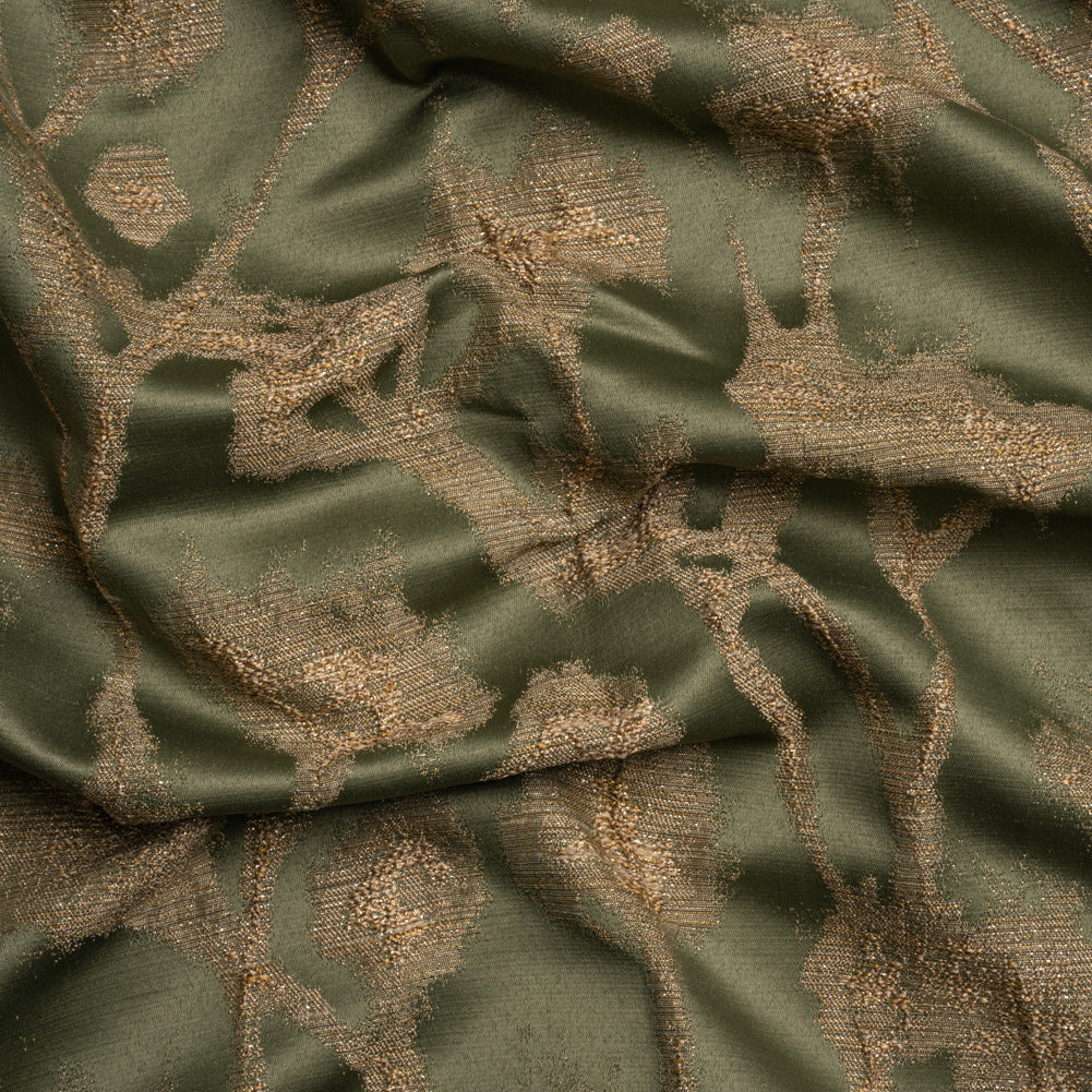 Metallic Drapery Jacquard - Olive Blurred Branches - British Imported Metallic Drapery Jacquard - Olive Blurred Branches - British Imported