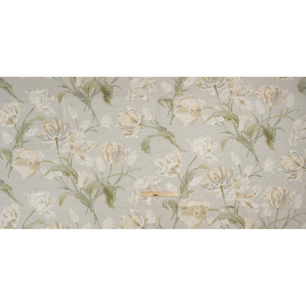 Viscose and Linen Drapery Woven Print - Sage Painting Flowers - British Imported Full Viscose and Linen Drapery Woven Print - Sage Painting Flowers - British Imported Full