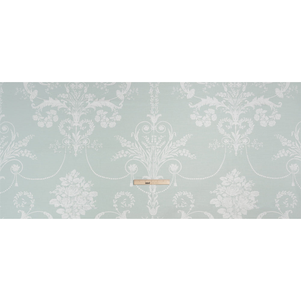Cotton Canvas Print - Duckegg Scrolls and Leaves - British Imported Full Cotton Canvas Print - Duckegg Scrolls and Leaves - British Imported Full