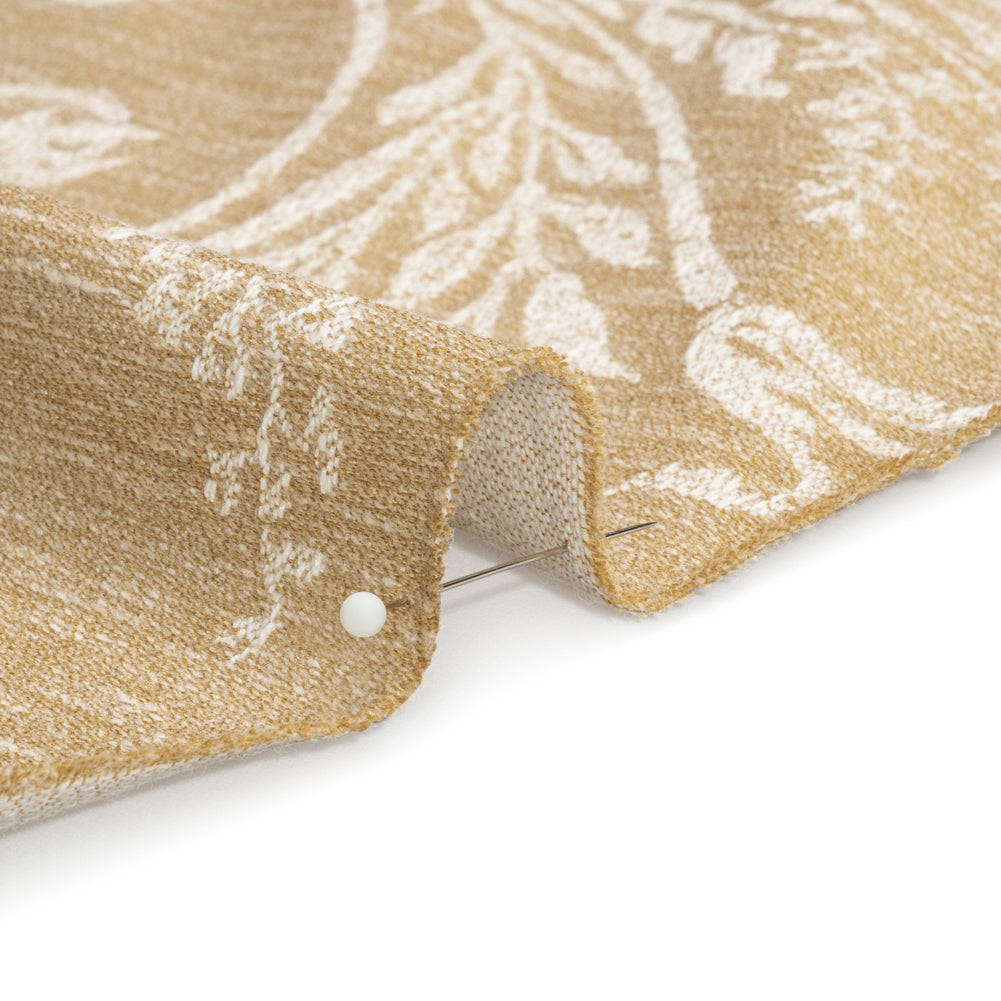 Polyester and Cotton Jacquard - Gold Scrolls and Leaves - British Imported Detail Polyester and Cotton Jacquard - Gold Scrolls and Leaves - British Imported Detail