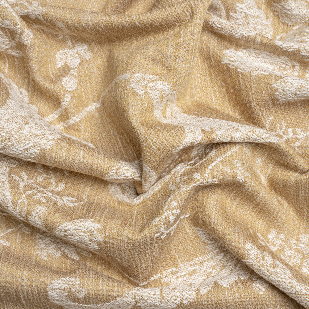 Polyester and Cotton Jacquard - Gold Scrolls and Leaves - British Imported Polyester and Cotton Jacquard - Gold Scrolls and Leaves - British Imported