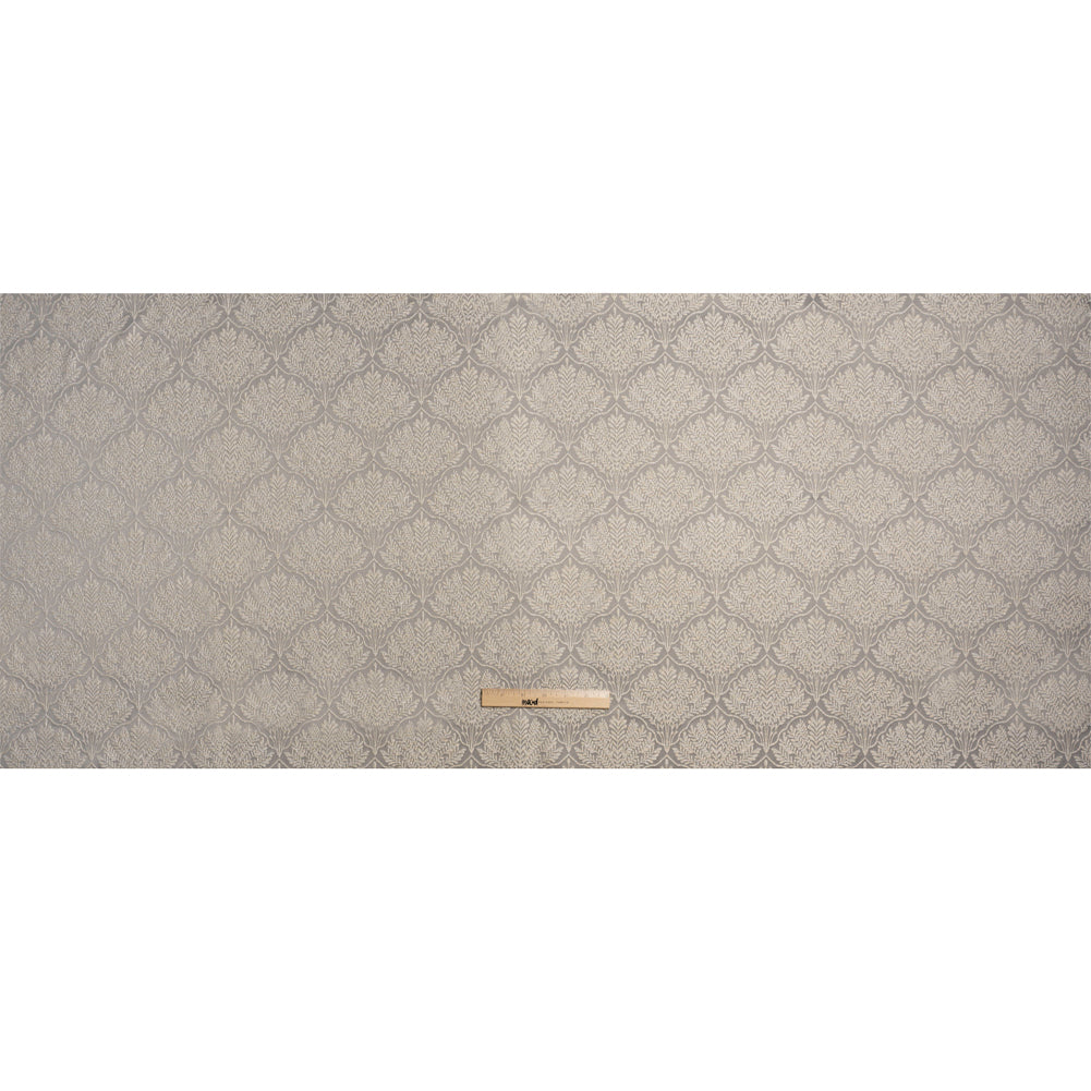 Metallic Drapery Jacquard - Dove Leafy Fans - British Imported Full Metallic Drapery Jacquard - Dove Leafy Fans - British Imported Full