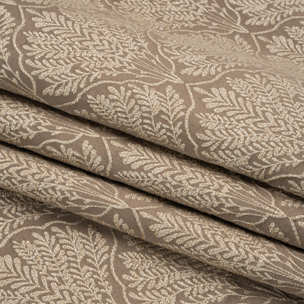 Metallic Drapery Jacquard - Mole Leafy Fans - British Imported Folded Metallic Drapery Jacquard - Mole Leafy Fans - British Imported Folded