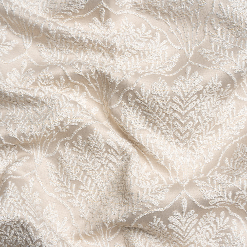Metallic Drapery Jacquard - Porcelain Leafy Fans - British Imported Metallic Drapery Jacquard - Porcelain Leafy Fans - British Imported