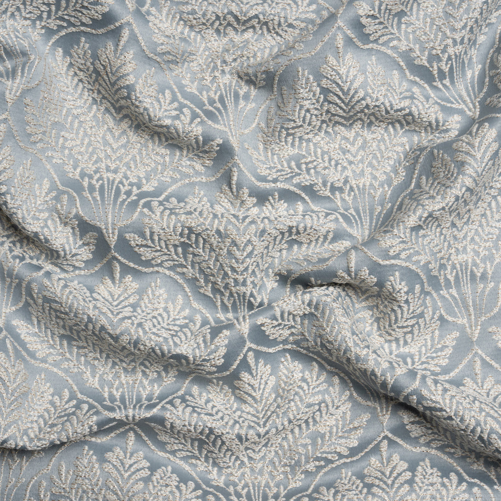 Metallic Drapery Jacquard - Wedgewood Leafy Fans - British Imported Metallic Drapery Jacquard - Wedgewood Leafy Fans - British Imported
