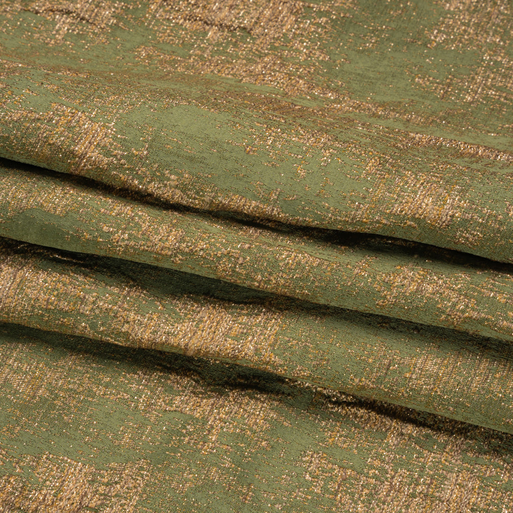 Metallic Drapery Jacquard - Olive Abstract - British Imported Folded Metallic Drapery Jacquard - Olive Abstract - British Imported Folded