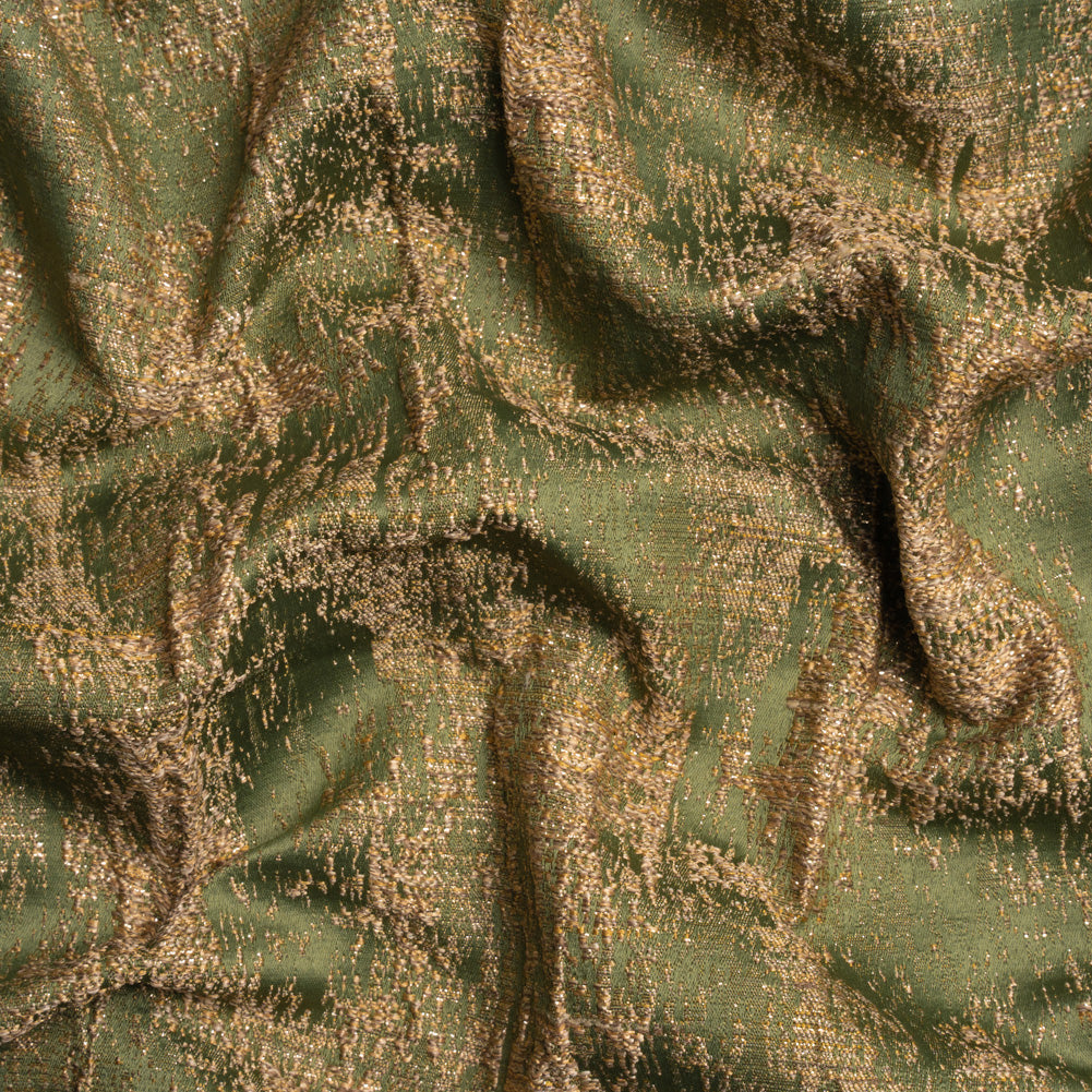 Metallic Drapery Jacquard - Olive Abstract - British Imported Metallic Drapery Jacquard - Olive Abstract - British Imported