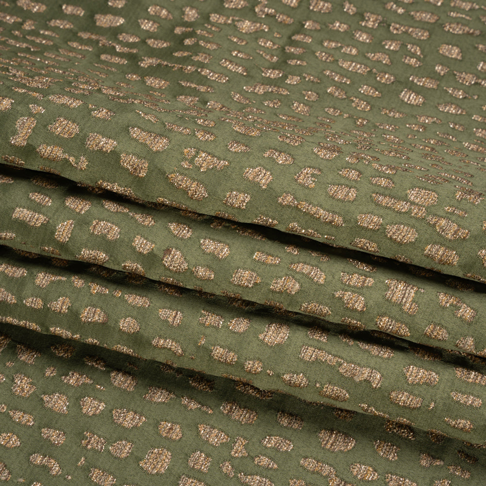 Metallic Drapery Jacquard - Olive Spotted Abstract - British Imported Folded Metallic Drapery Jacquard - Olive Spotted Abstract - British Imported Folded