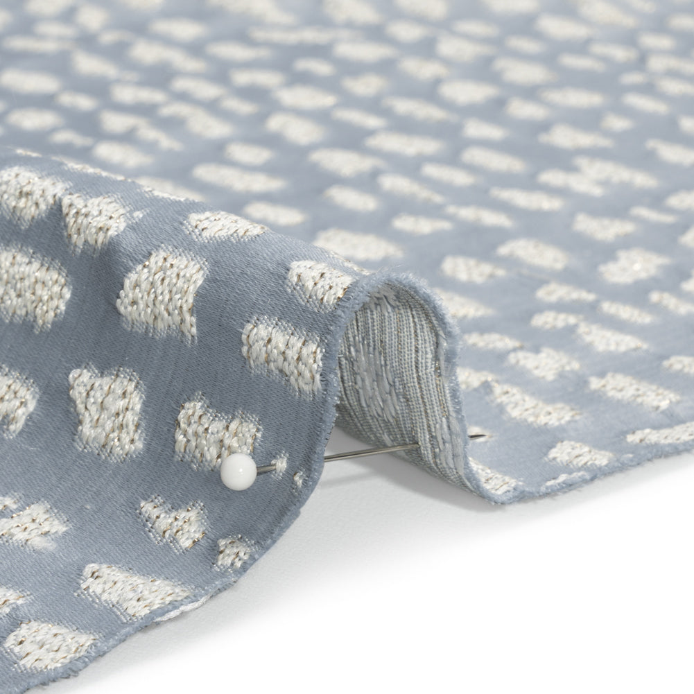 Metallic Drapery Jacquard - Wedgewood Spotted Abstract - British Imported Detail Metallic Drapery Jacquard - Wedgewood Spotted Abstract - British Imported Detail
